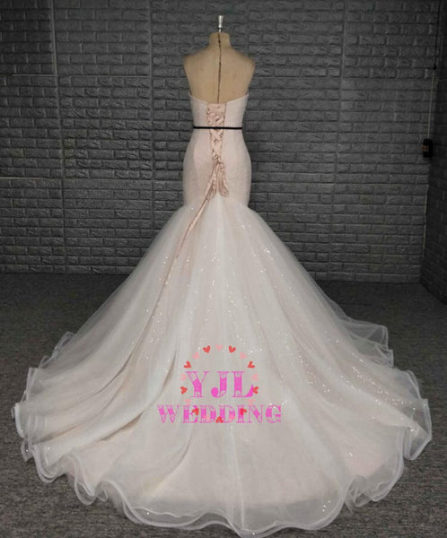 Sirène - Pleated Shiny Bridal Gown