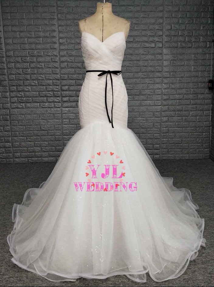 Sirène - Pleated Shiny Bridal Gown